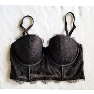 Victorias Secret Very Sexy Demi Black Sheer Mesh Eyelet Lace Bralette.